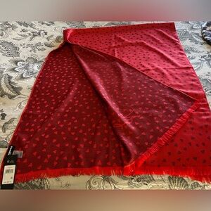 Karl Lagerfeld Red Harts Patterned Scarf